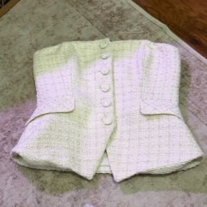 White House Black Market Cream Tweed Top